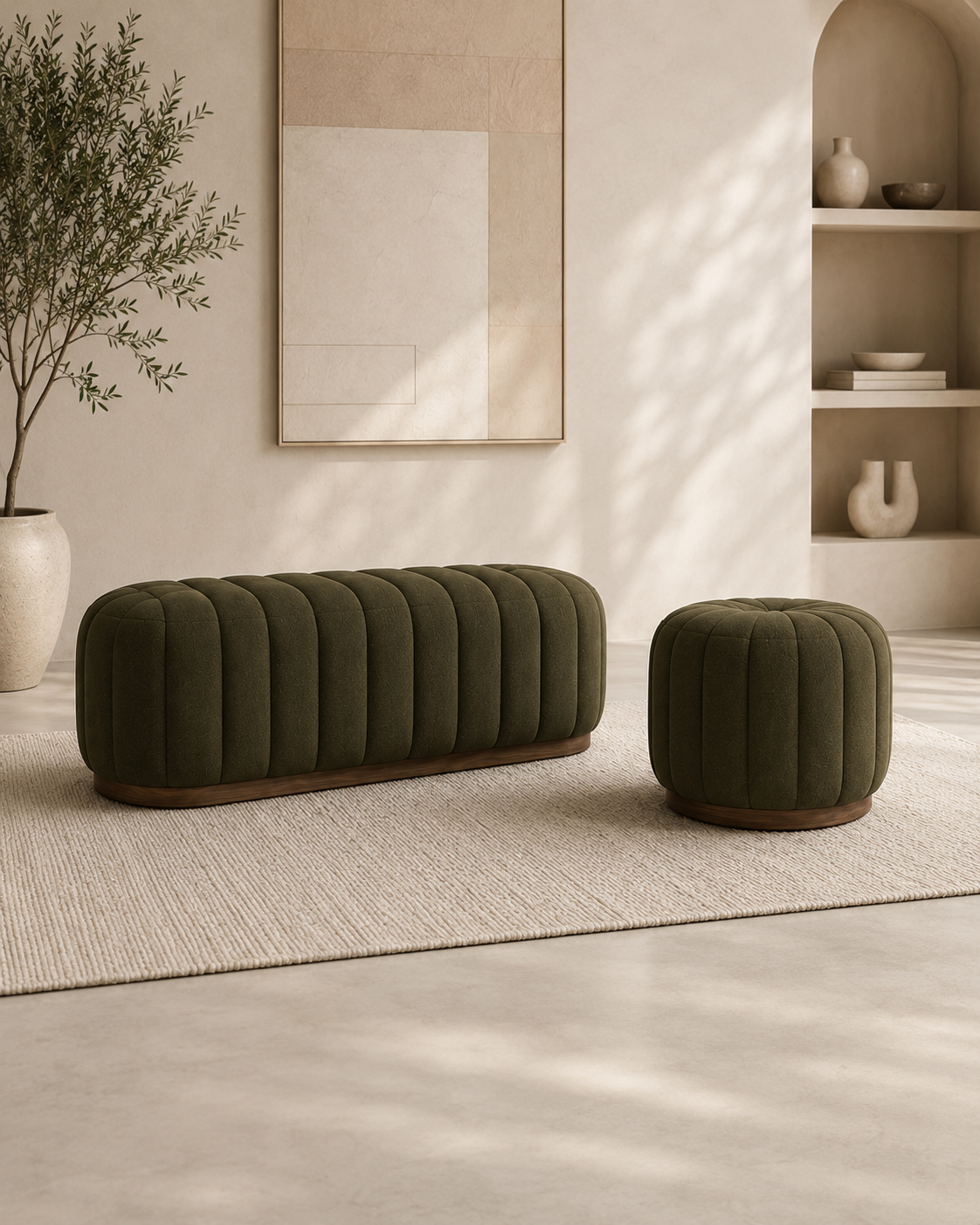 Custom upholstered bench and pouf Dubai — made to order