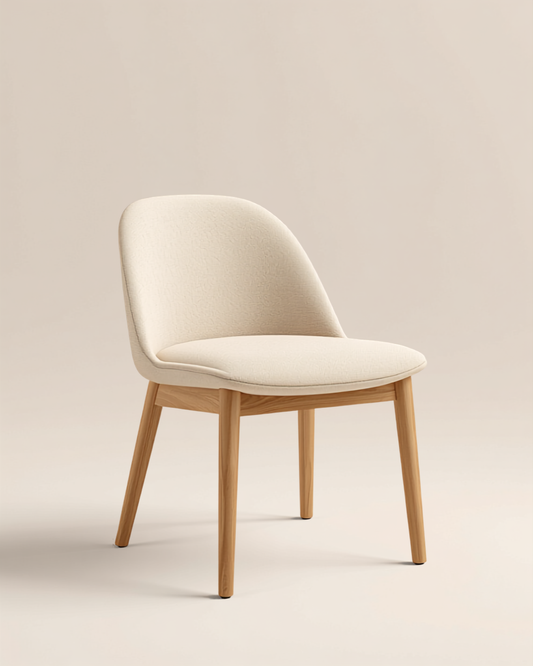 Bespoke dining chair detail — natural wood legs Dubai