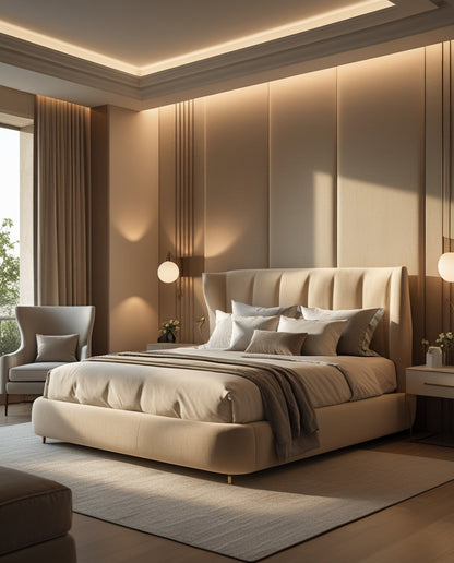 Custom upholstered bed Dubai — bespoke headboard made to order